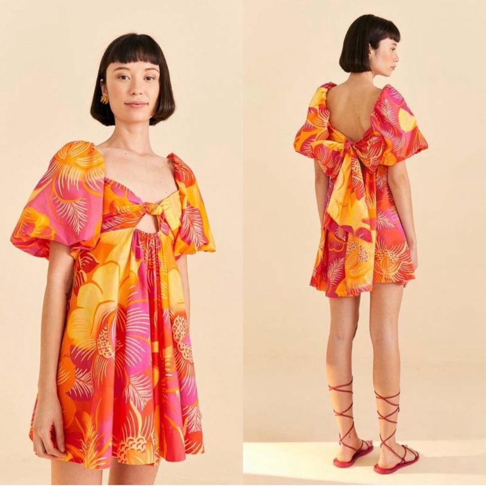 Farm Rio Summer Garden Mini Ombré Dress XS NEW